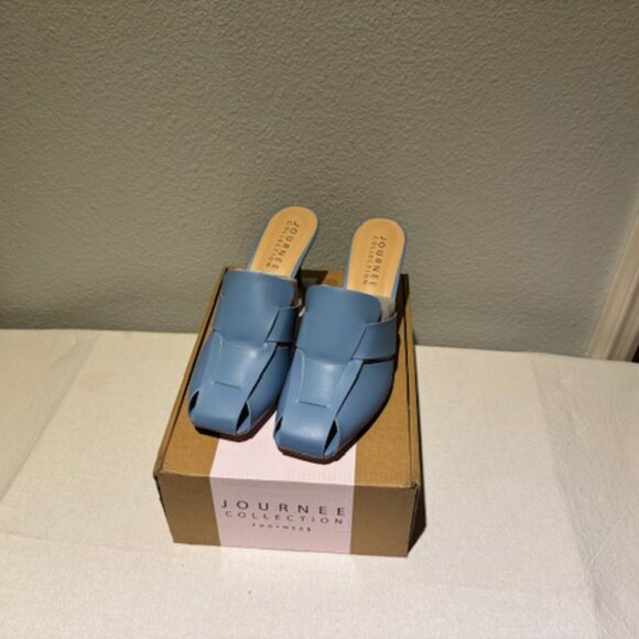 NEW Journee Collection Tristin Mules – Powder Blue, Size 9, Square Toe, - Picture 2 of 5